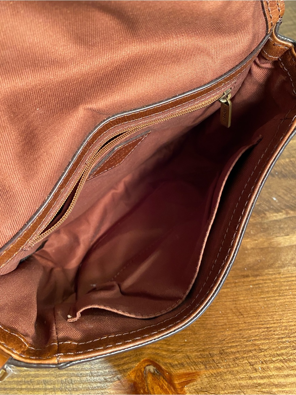 FOSSIL Women's Brown Leather Tassel Crossbody Bag | Western Bohemian Style - Picture 8 of 16